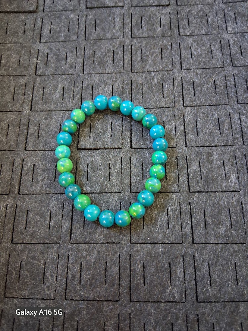 Teal Opal Bead Bracelet — 65C (Calming & Relaxing)
